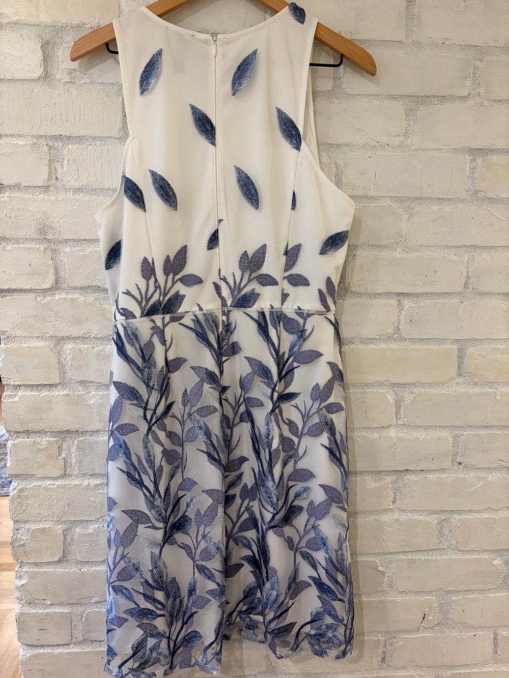 Adrianna Papell White Dress with Blue Leaf Embroidery
(B2) - Picture 6 of 7